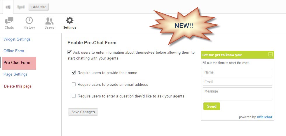 Live Chat Pre Chat Form