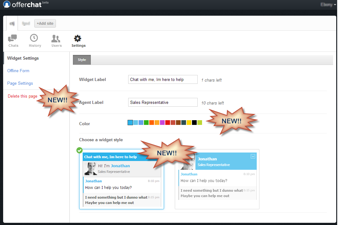 Offerchat Live Chat Widget Customization 