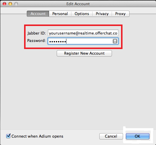 Adium Offerchat Account Details