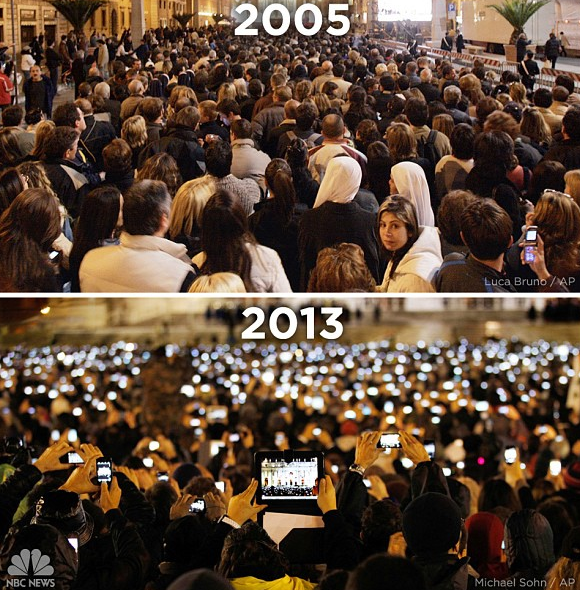 Papal conclave audience before and now
